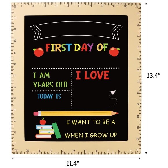 First and Last Day of School Board 13x11in with wooden Ruler Frame double sided - Picture 3 of 3
